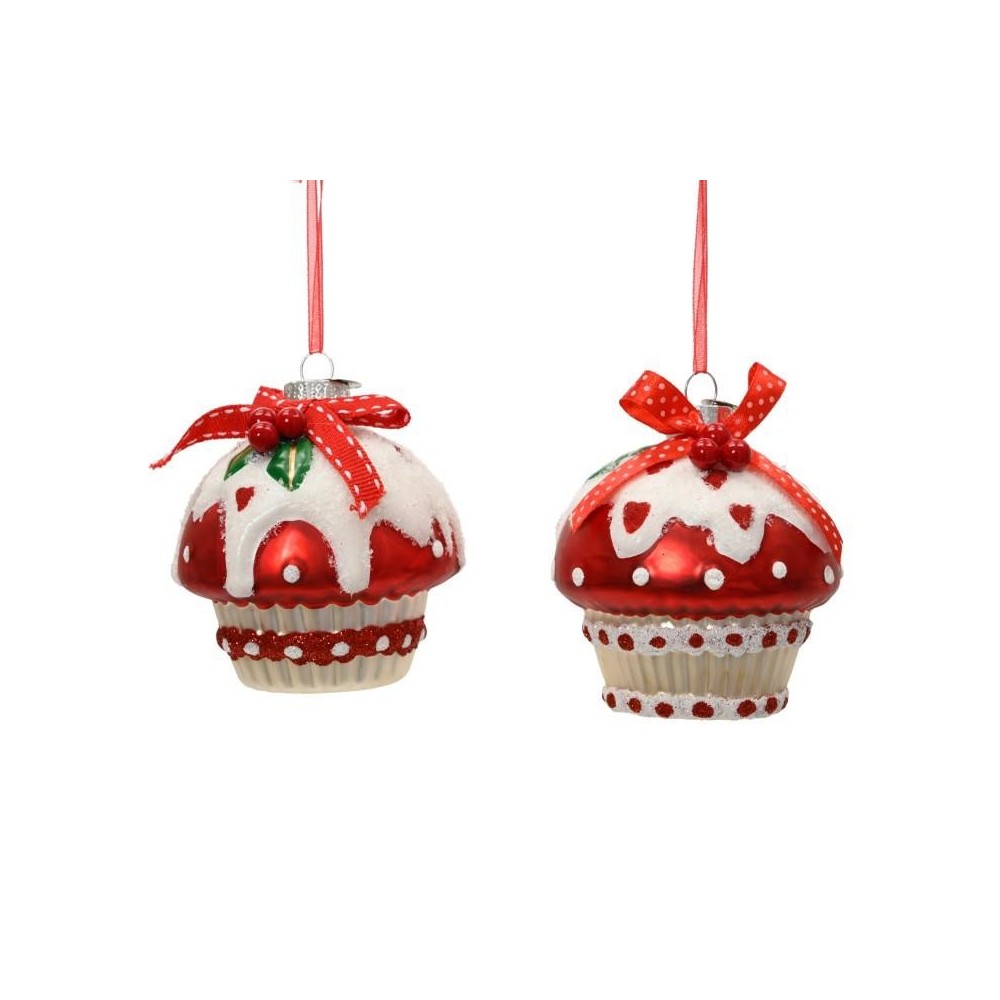 CUPCAKES PENDENTE ROSSO BIANCO H.8.1
